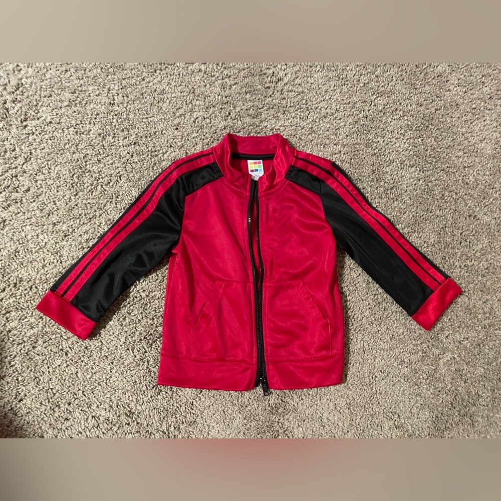 24 month red and black zip-up athletic jacket